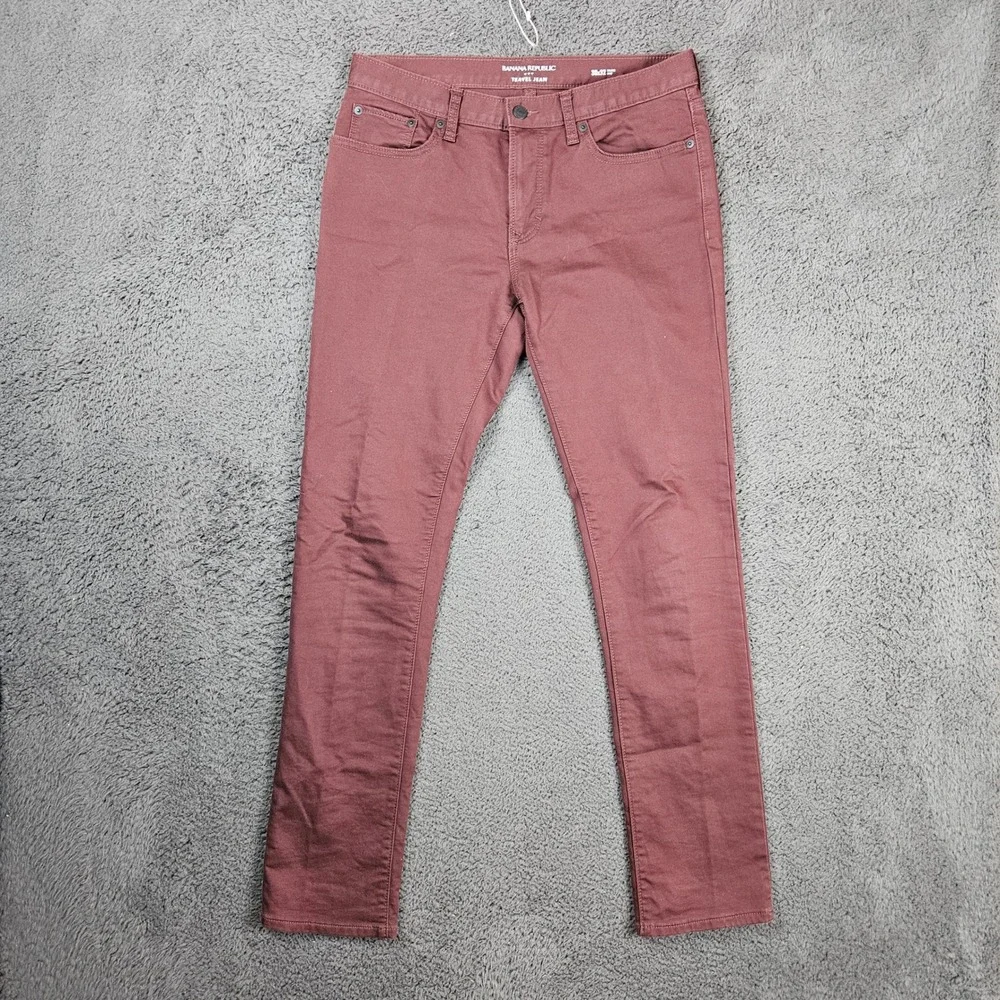 Banana Republic Travel Jean Mens 30x32 Slim Fit Burgundy Maroon Cotton Pants